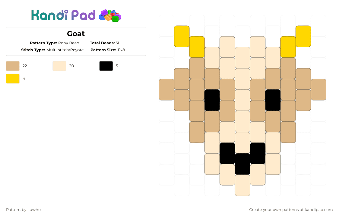 Goat - Pony Bead Pattern by liuwho on Kandi Pad - beige,animal
