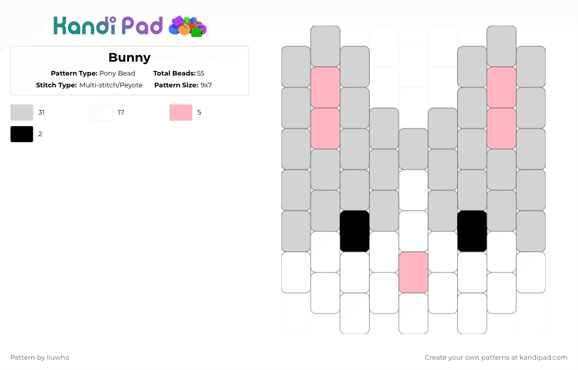 Bunny - Pony Bead Pattern by liuwho on Kandi Pad - white