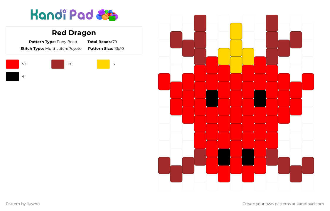 Red Dragon - Pony Bead Pattern by liuwho on Kandi Pad - red