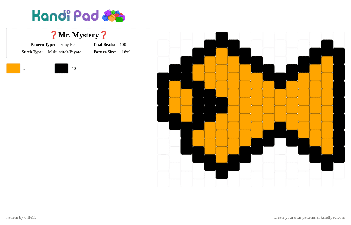 ❓Mr. Mystery❓ - Pony Bead Pattern by ollie13 on Kandi Pad - black,orange,cotdmystery