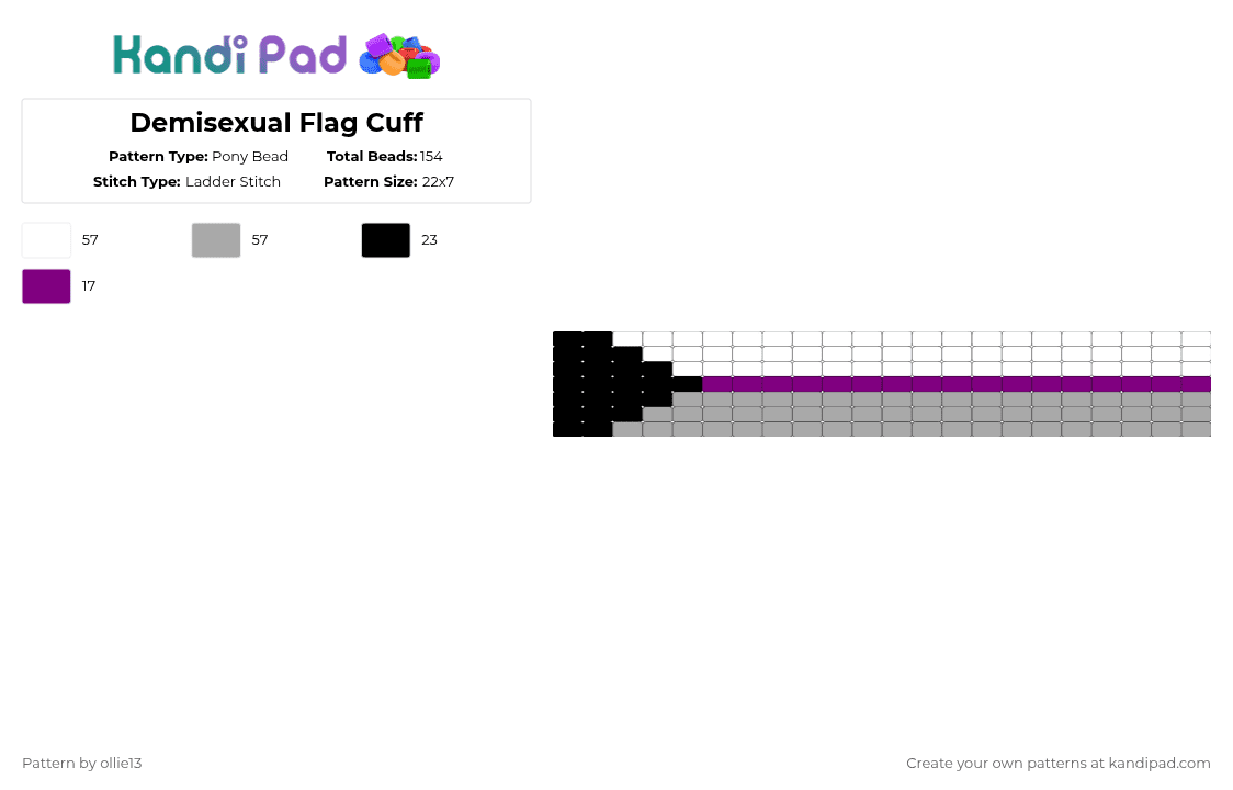 Demisexual Flag Cuff - Pony Bead Pattern by ollie13 on Kandi Pad - beige