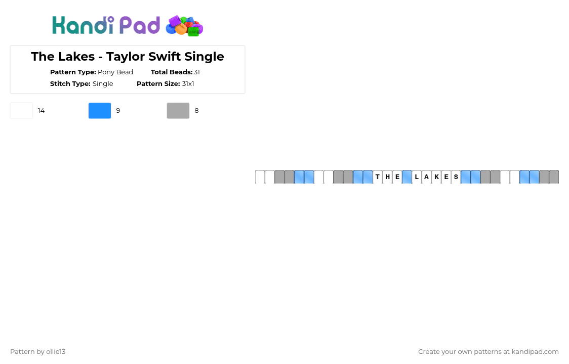 The Lakes - Taylor Swift Single - Pony Bead Pattern by ollie13 on Kandi Pad - light blue,beige,cotdlakes
