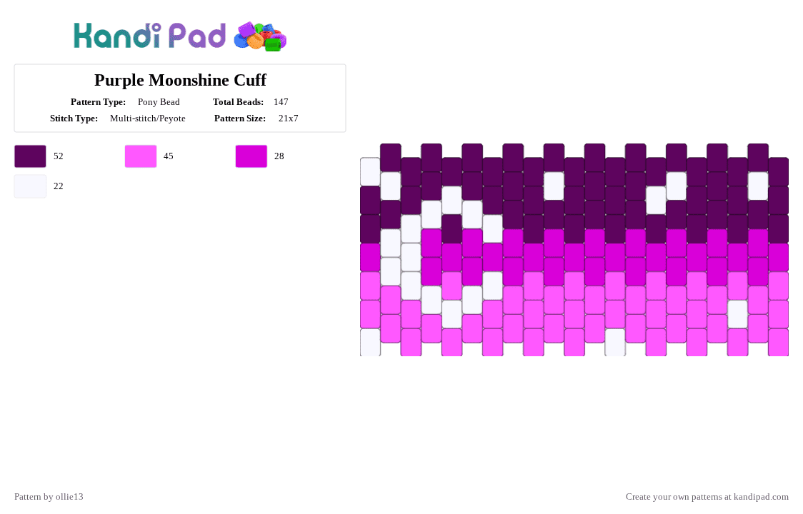 Plum Moonshine Cuff - Pony Bead Pattern by ollie13 on Kandi Pad - pink