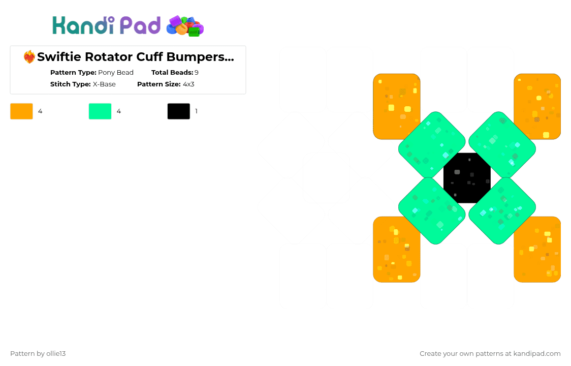 ❤‍🔥Swiftie Rotator Cuff Bumpers!❤‍🔥 - Pony Bead Pattern by ollie13 on Kandi Pad - orange,teal