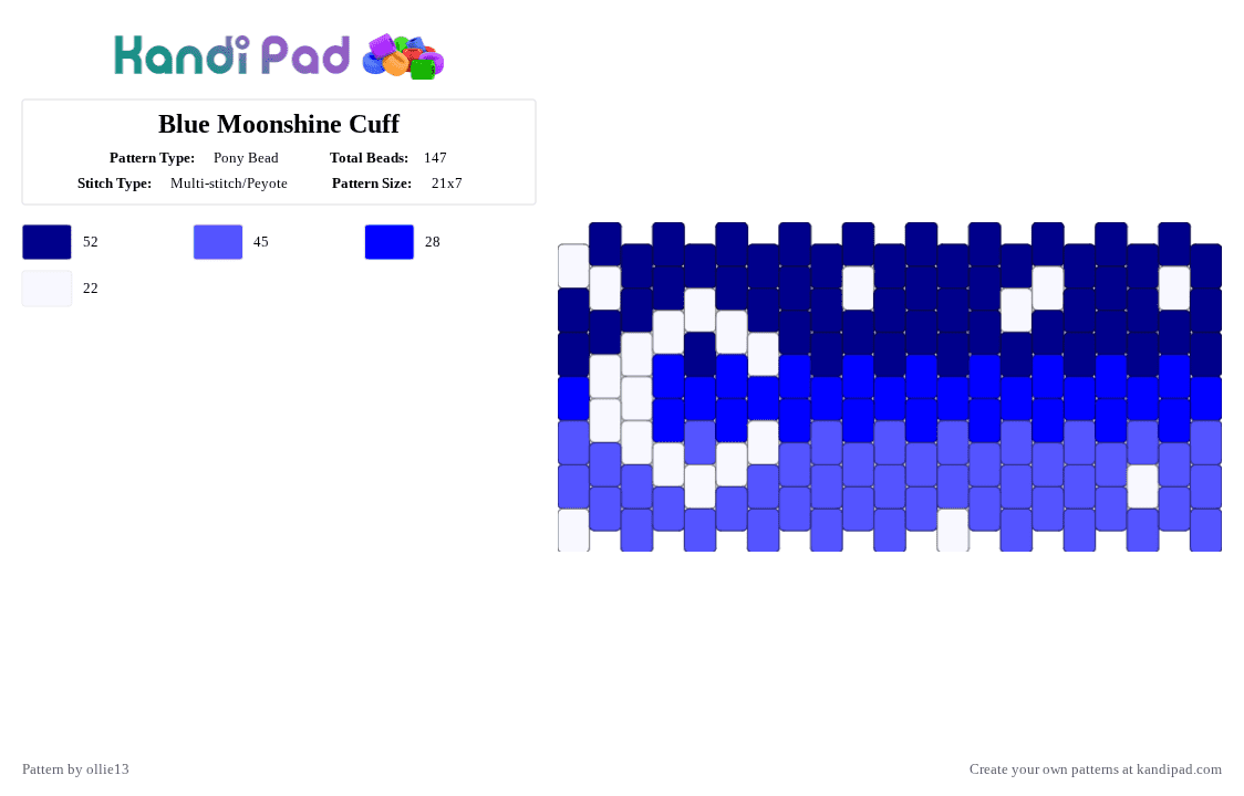 Blue Moonshine Cuff - Pony Bead Pattern by ollie13 on Kandi Pad - purple,blue