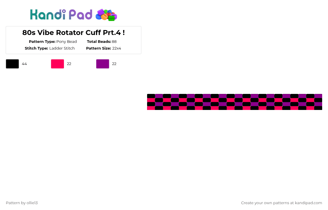 80s Vibe Rotator Cuff Prt.4 ! - Pony Bead Pattern by ollie13 on Kandi Pad - red,pink,cotd80svibe