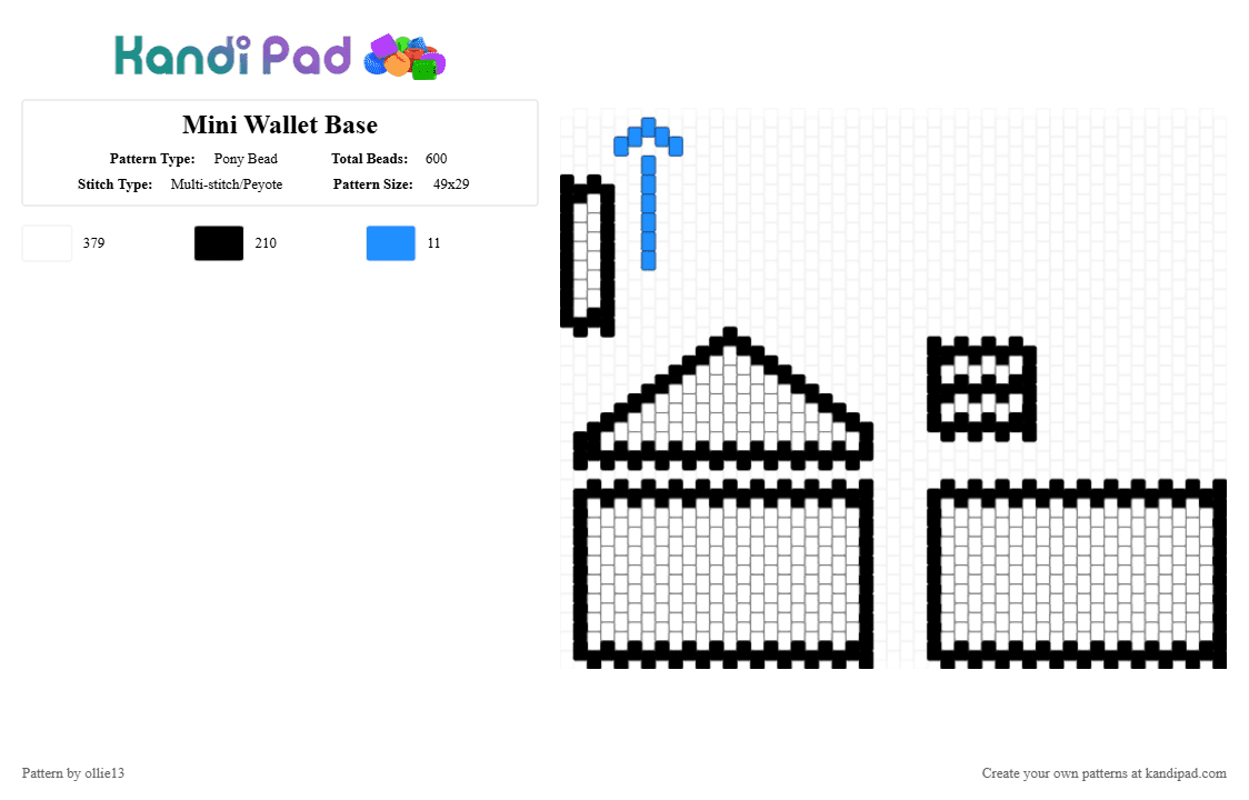 Mini Wallet Base - Pony Bead Pattern by ollie13 on Kandi Pad - white