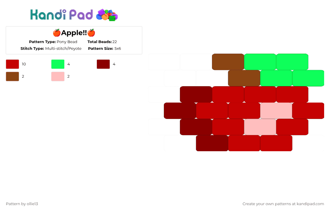 🍎Apple!!🍎 - Pony Bead Pattern by ollie13 on Kandi Pad - red