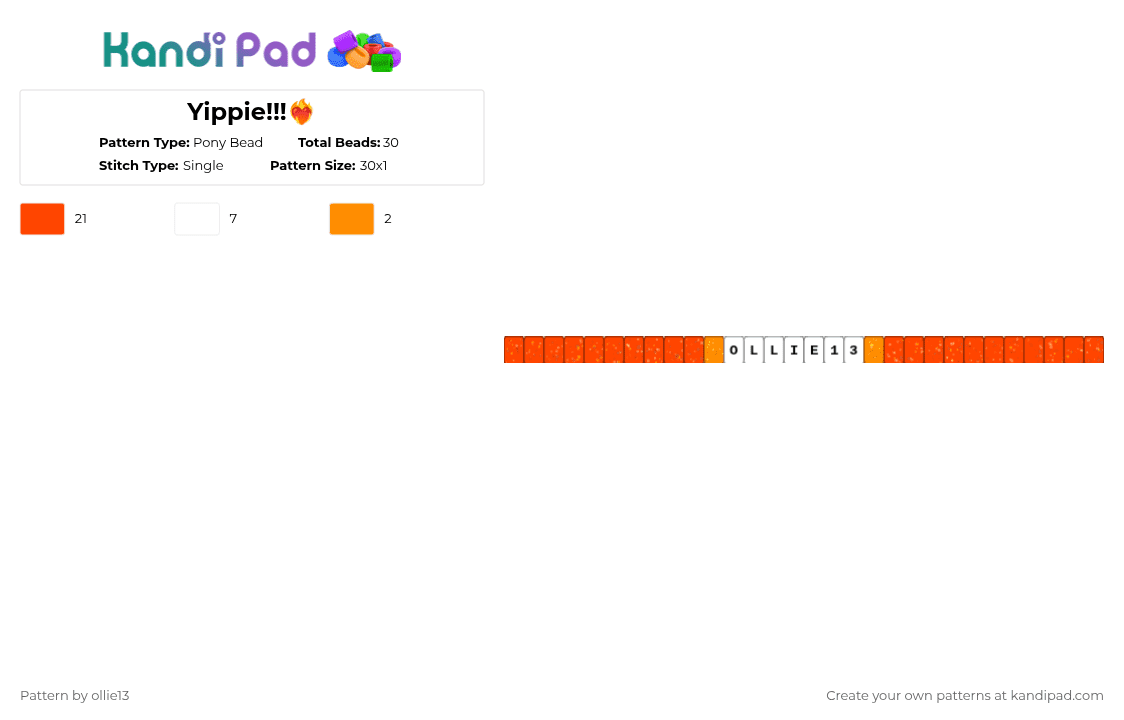 Yippie!!!❤‍🔥 - Pony Bead Pattern by ollie13 on Kandi Pad - red