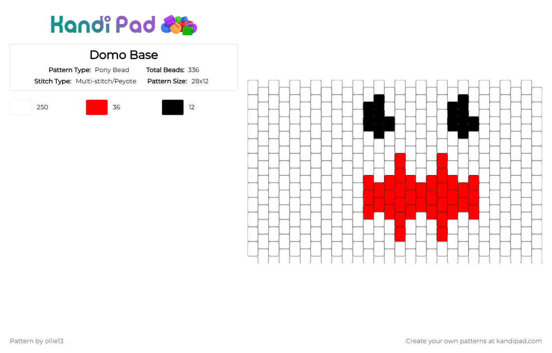 GIANT Domo Base Pony Bead Pattern - Kandi Pad | Kandi Patterns, Fuse ...