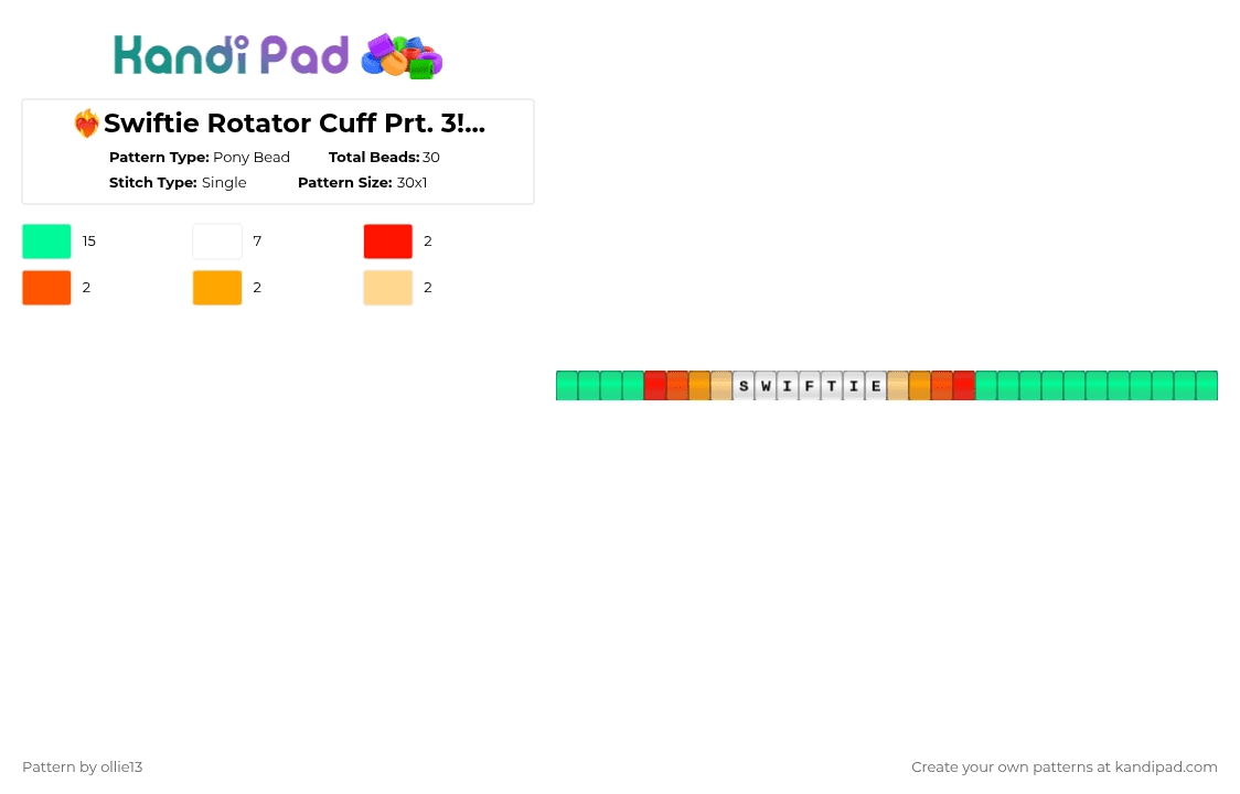 ❤‍🔥Swiftie Rotator Cuff Prt. 3!❤‍🔥 - Pony Bead Pattern by ollie13 on Kandi Pad - teal