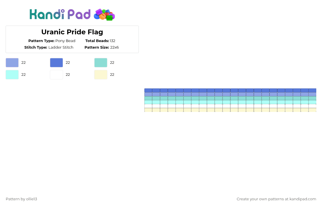 Uranic Flag Cuff - Pony Bead Pattern by ollie13 on Kandi Pad - light blue