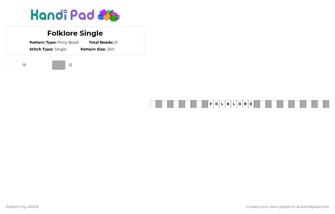 folklore Taylor Swift Single🩶 - Pony Bead Pattern by ollie13 on Kandi Pad - white,beige