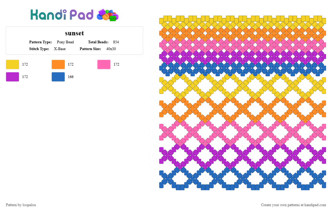 sunset - Pony Bead Pattern by loopalou on Kandi Pad - pink