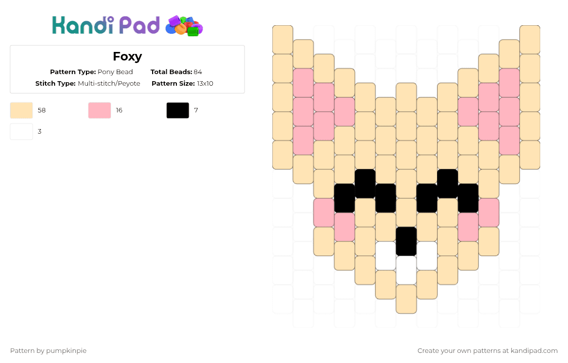 Foxy - Pony Bead Pattern by pumpkinpie on Kandi Pad - beige
