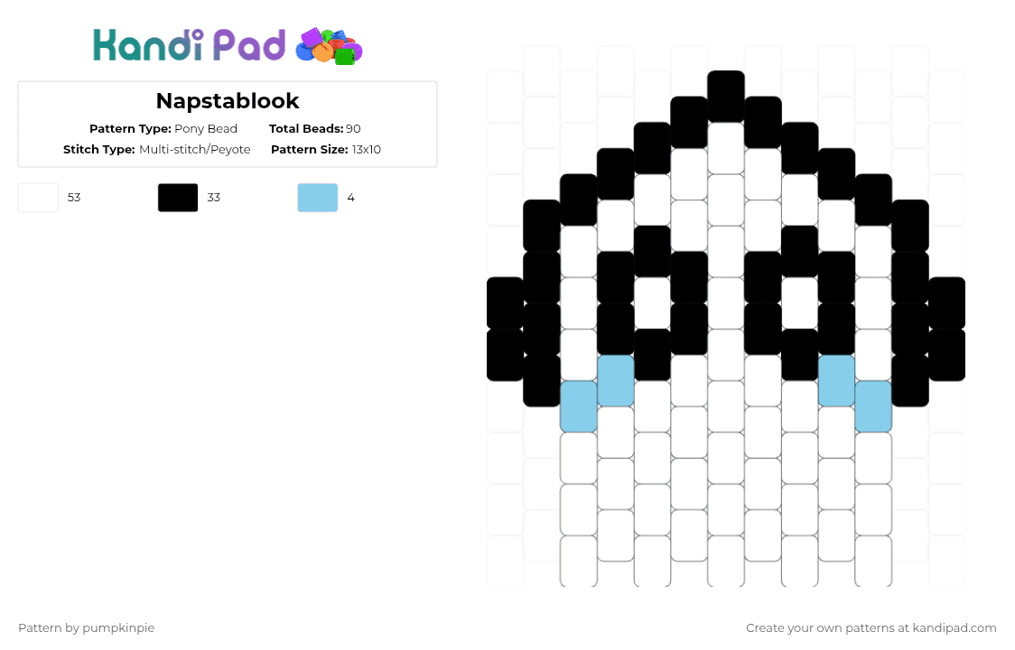 Napstablook - Pony Bead Pattern by pumpkinpie on Kandi Pad - white,undertale,napstablook,panel,charm
