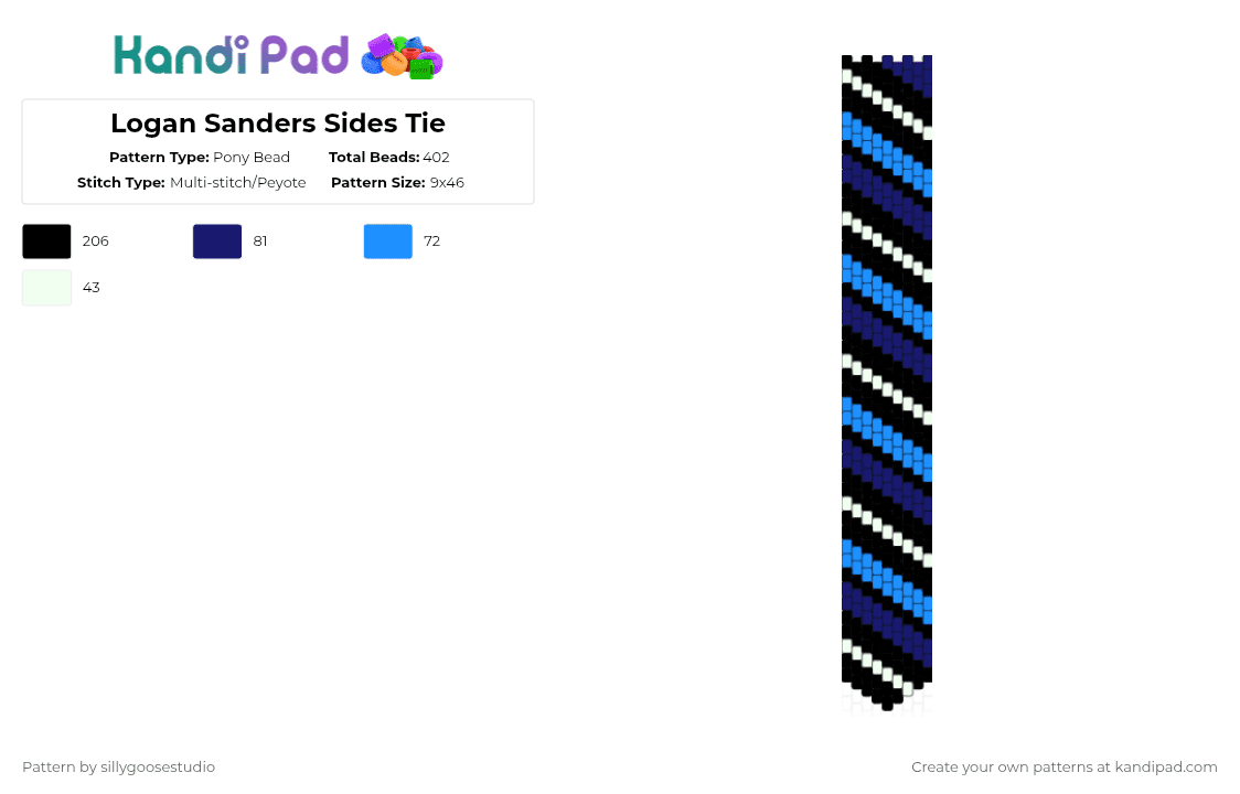 Logan Sanders Sides Tie - Pony Bead Pattern by sillygoosestudio on Kandi Pad - light blue,purple,sanders sides,tie,logan sanders,thomas sanders