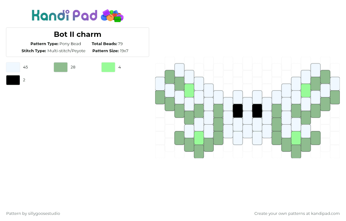 Bot II charm - Pony Bead Pattern by sillygoosestudio on Kandi Pad - white,teal,inanimate insanity,object show,ii,iii,ii3,bot