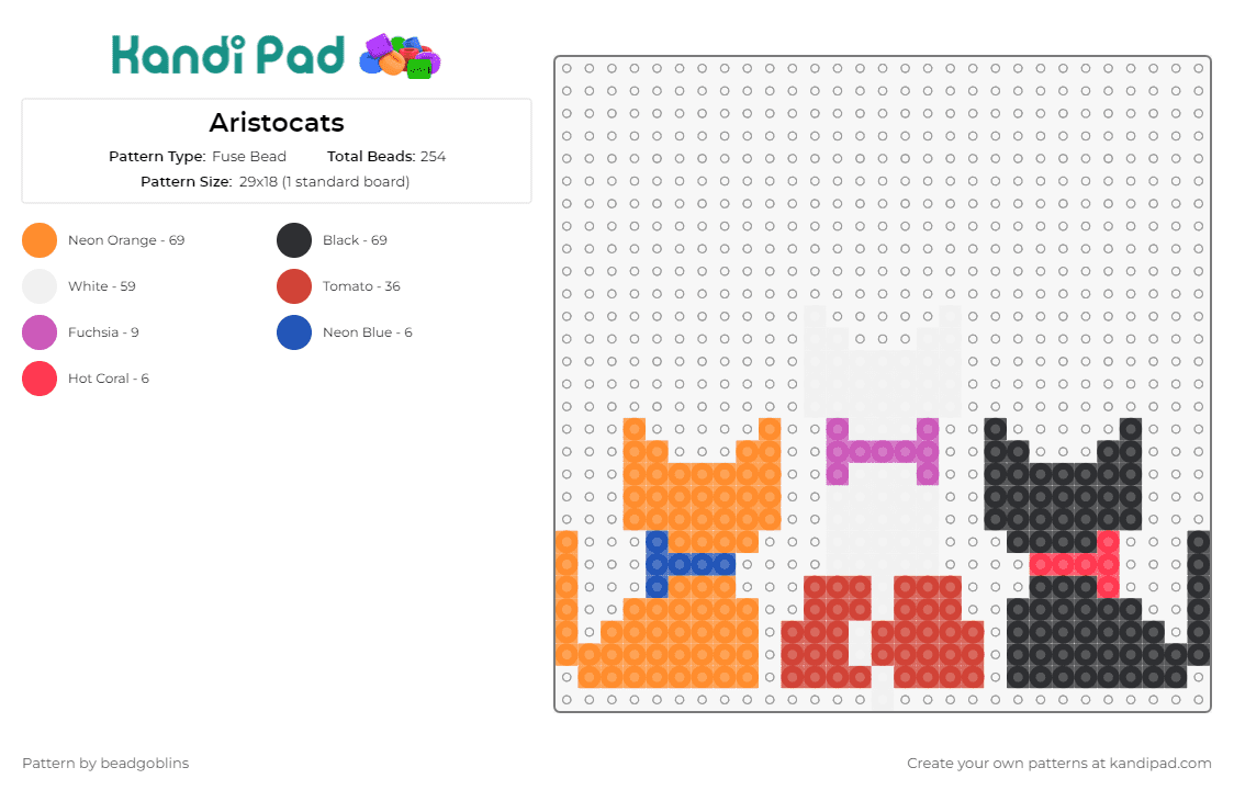 Aristocats - Fuse Bead Pattern by beadgoblins on Kandi Pad - aristocats,cats,kittens,animals,movies,cartoons
