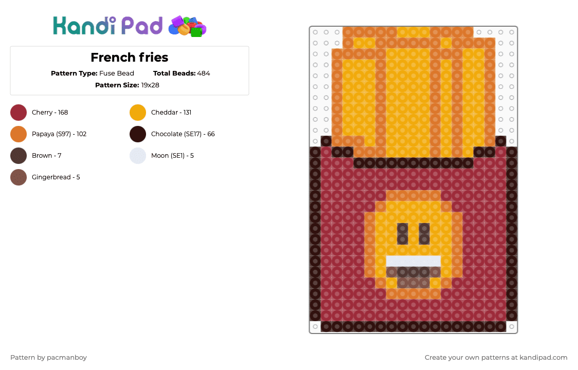 French fries - Fuse Bead Pattern by pacmanboy on Kandi Pad - orange,red,food