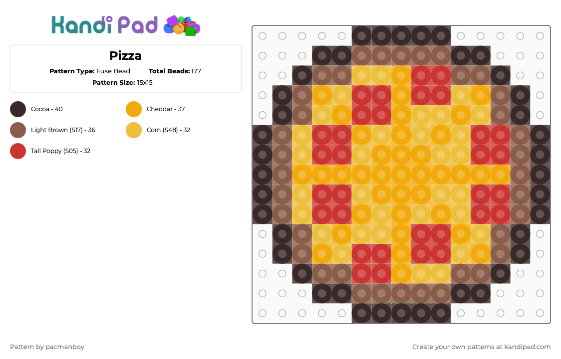 Pizza Fuse Bead Pattern - Kandi Pad | Kandi Patterns, Fuse Bead ...