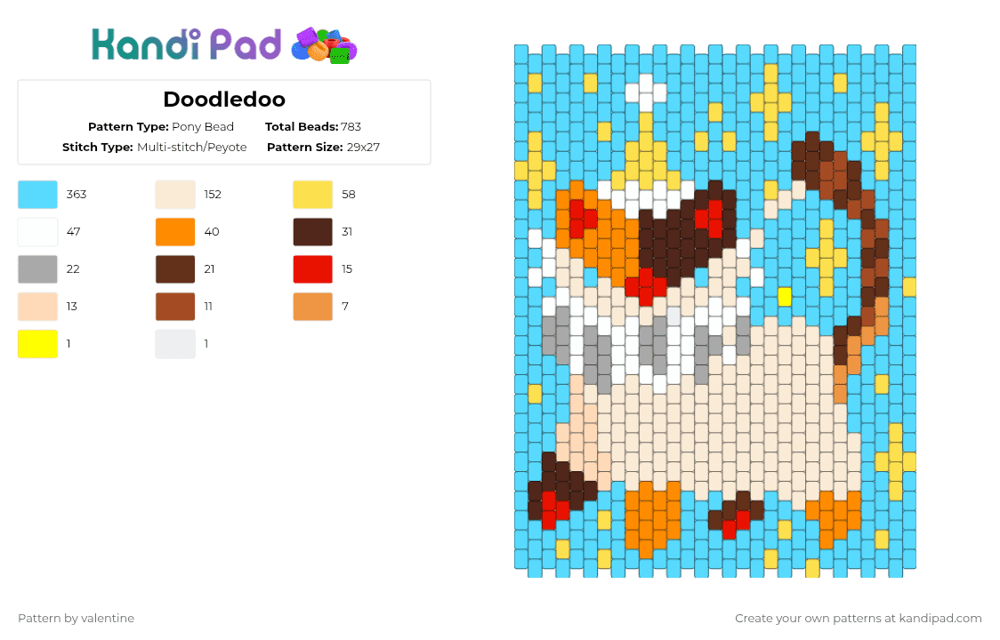 Doodledoo - Pony Bead Pattern by valentine on Kandi Pad - light blue