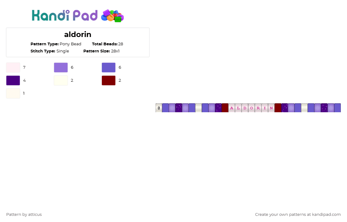 Aldorin Pony Bead Pattern - Kandi Pad | Kandi Patterns, Fuse Bead ...