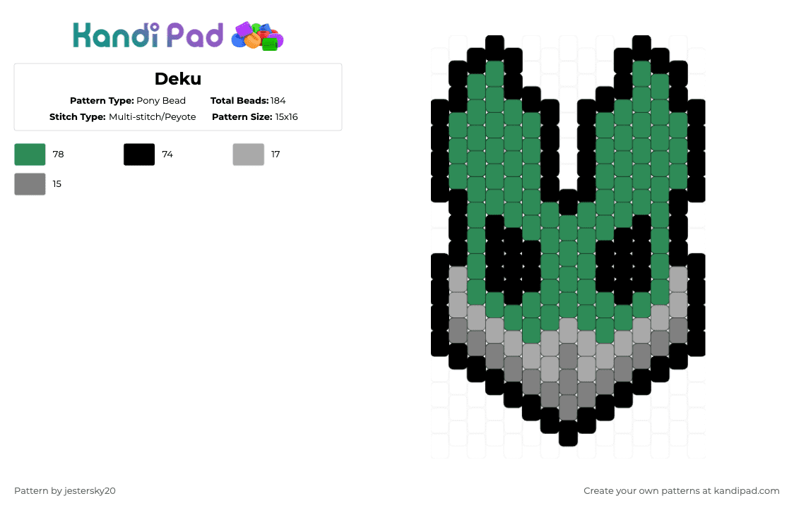 Deku - Pony Bead Pattern by jestersky20 on Kandi Pad - green