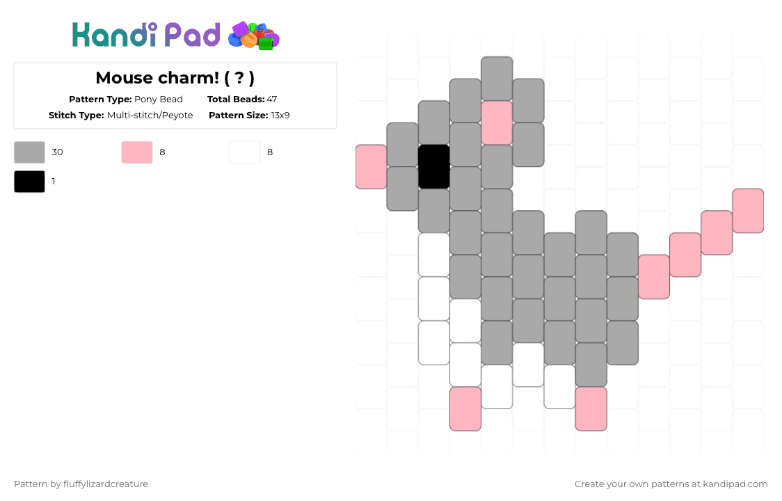 Mouse charm! ( ? ) - Pony Bead Pattern by fluffylizardcreature on Kandi Pad - animal, beige, cute, mouse
