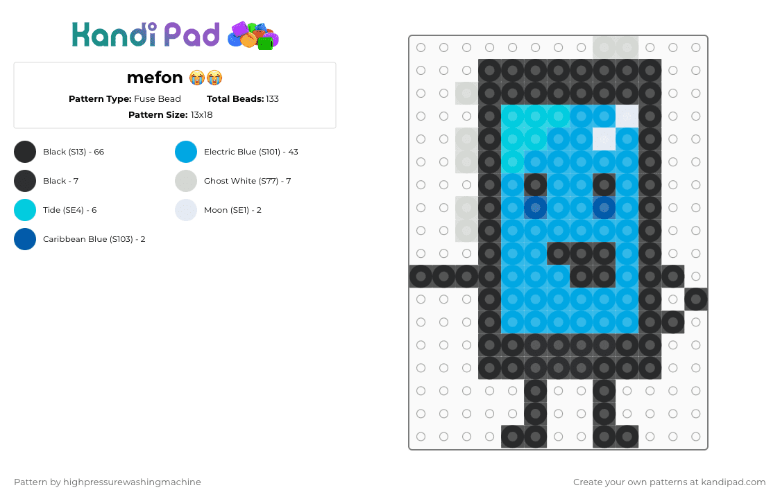 mefon 😭😭 - Fuse Bead Pattern by highpressurewashingmachine on Kandi Pad - black,light blue,ii,inanimate insanity,mephone4,mephone,osc,object shows,object show