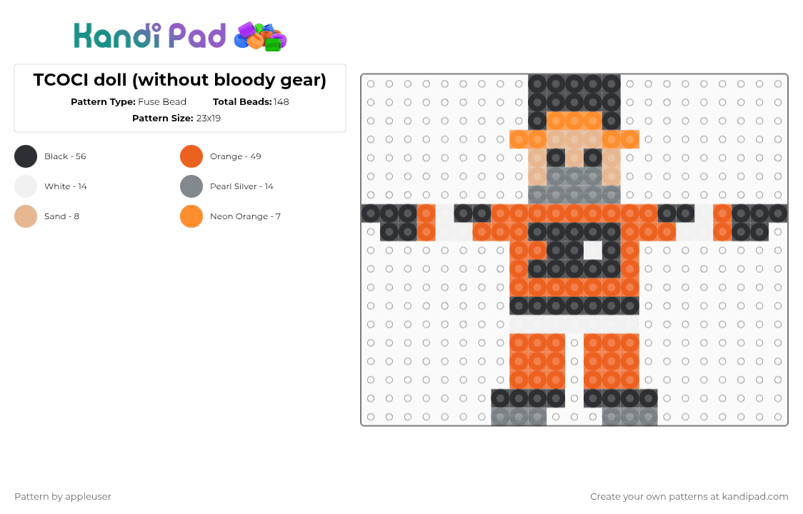 TCOCI doll (without bloody gear) - Fuse Bead Pattern by appleuser on Kandi Pad - orange