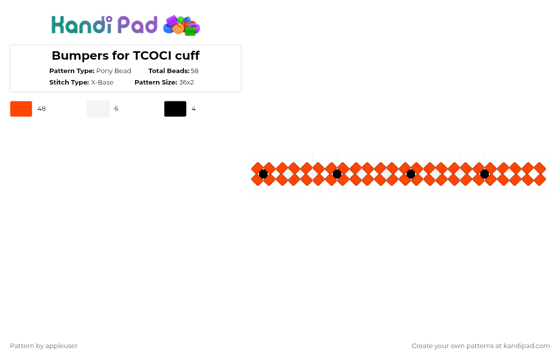 Bumpers for TCOCI cuff - Pony Bead Pattern by appleuser on Kandi Pad - red