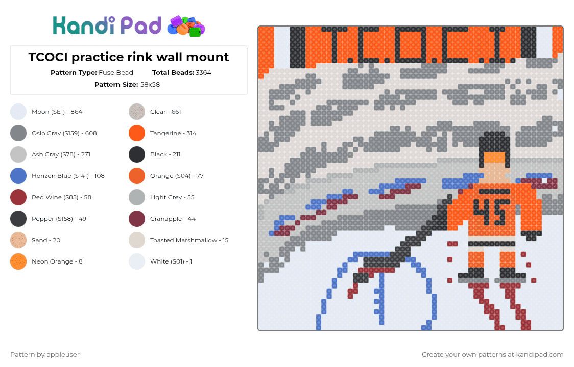 TCOCI practice rink wall mount - Fuse Bead Pattern by appleuser on Kandi Pad - 