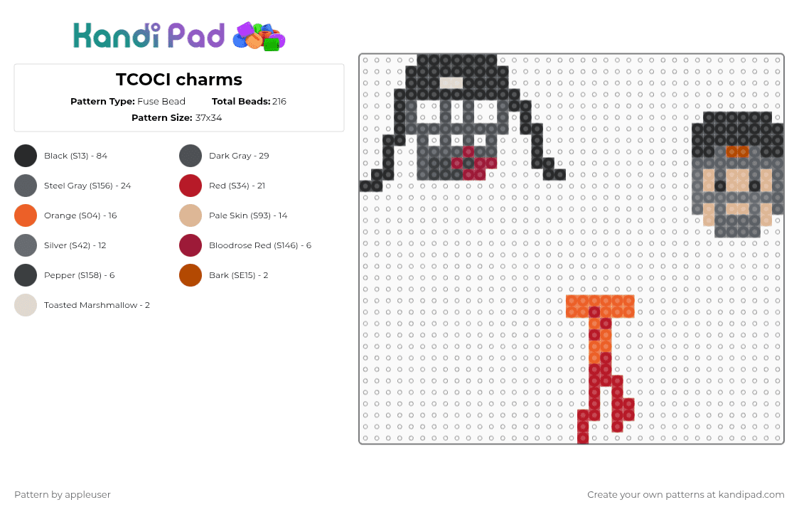 TCOCI charms - Fuse Bead Pattern by appleuser on Kandi Pad - 