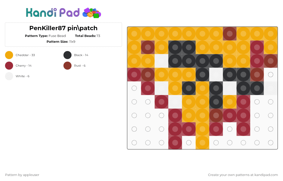 PenKiller87 pin\\patch - Fuse Bead Pattern by appleuser on Kandi Pad - 