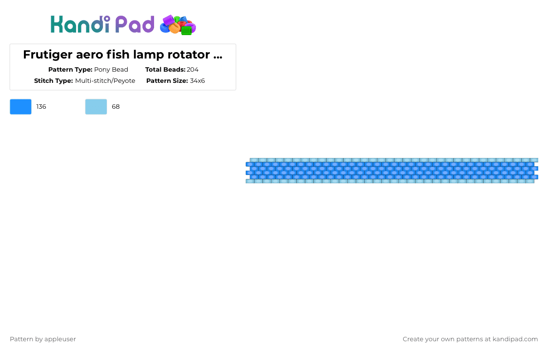 Frutiger aero fish lamp rotator cuff 2/3 - Pony Bead Pattern by appleuser on Kandi Pad - light blue
