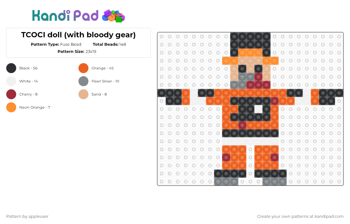TCOCI doll (with bloody gear) - Fuse Bead Pattern by appleuser on Kandi Pad - orange