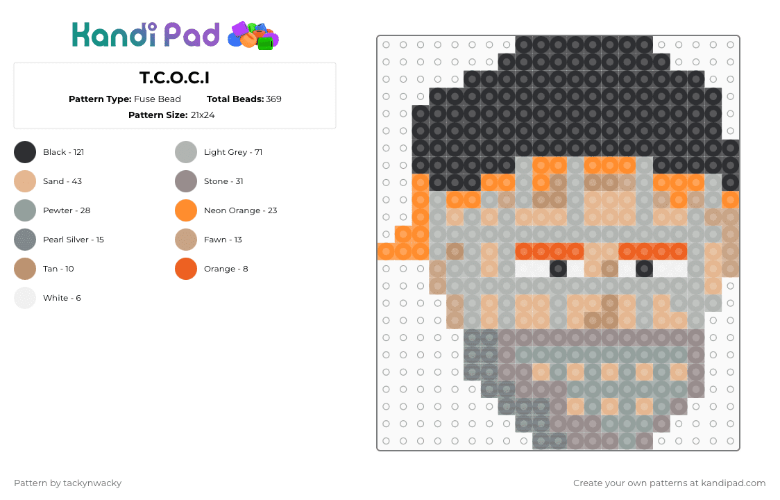 T.C.O.C.I - Fuse Bead Pattern by appleuser on Kandi Pad - beige