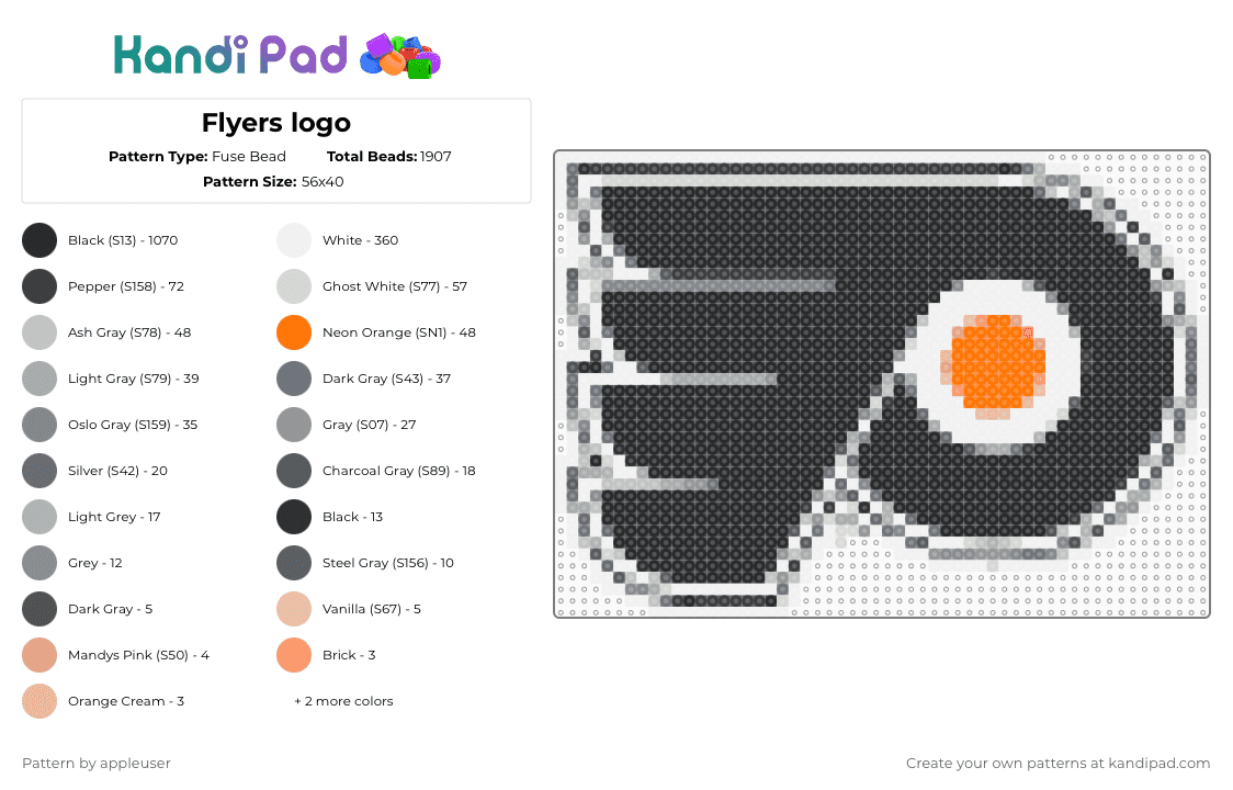 Flyers logo - Fuse Bead Pattern by appleuser on Kandi Pad - 