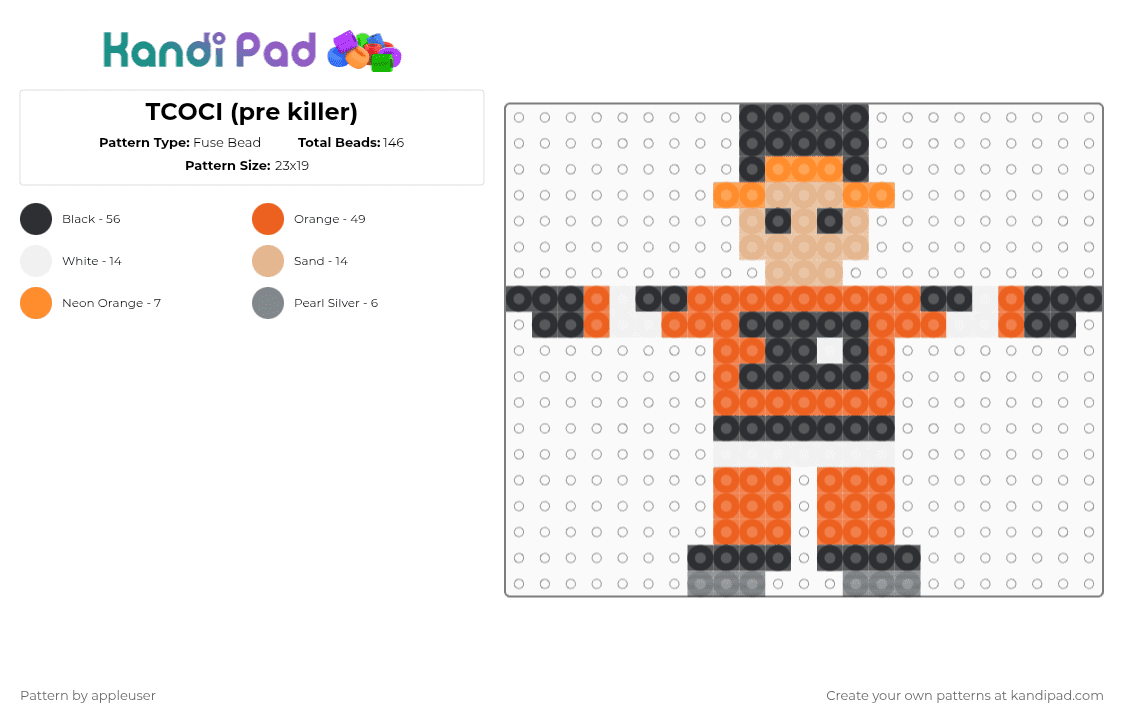 TCOCI (pre killer) - Fuse Bead Pattern by appleuser on Kandi Pad - orange