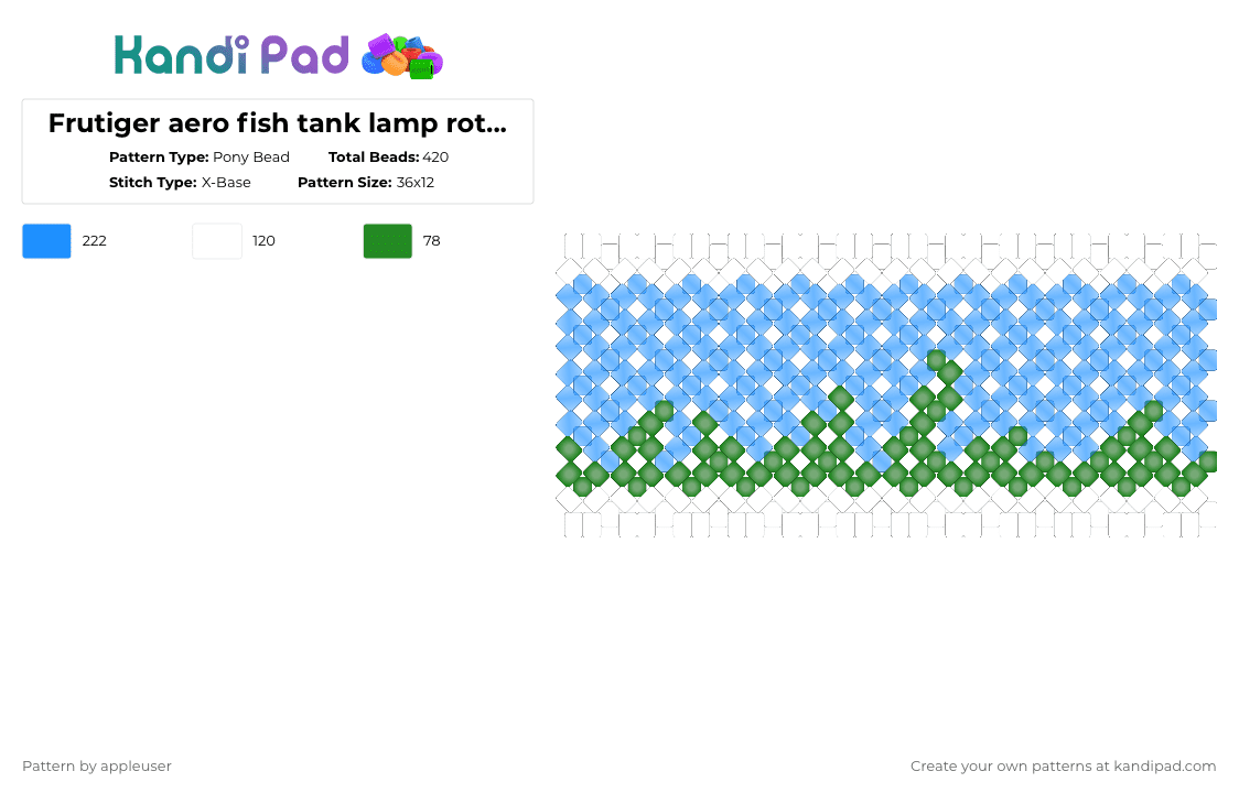 Frutiger aero fish tank lamp rotator 1/4 - Pony Bead Pattern by appleuser on Kandi Pad - green,light blue,fish,water,frutiger aero