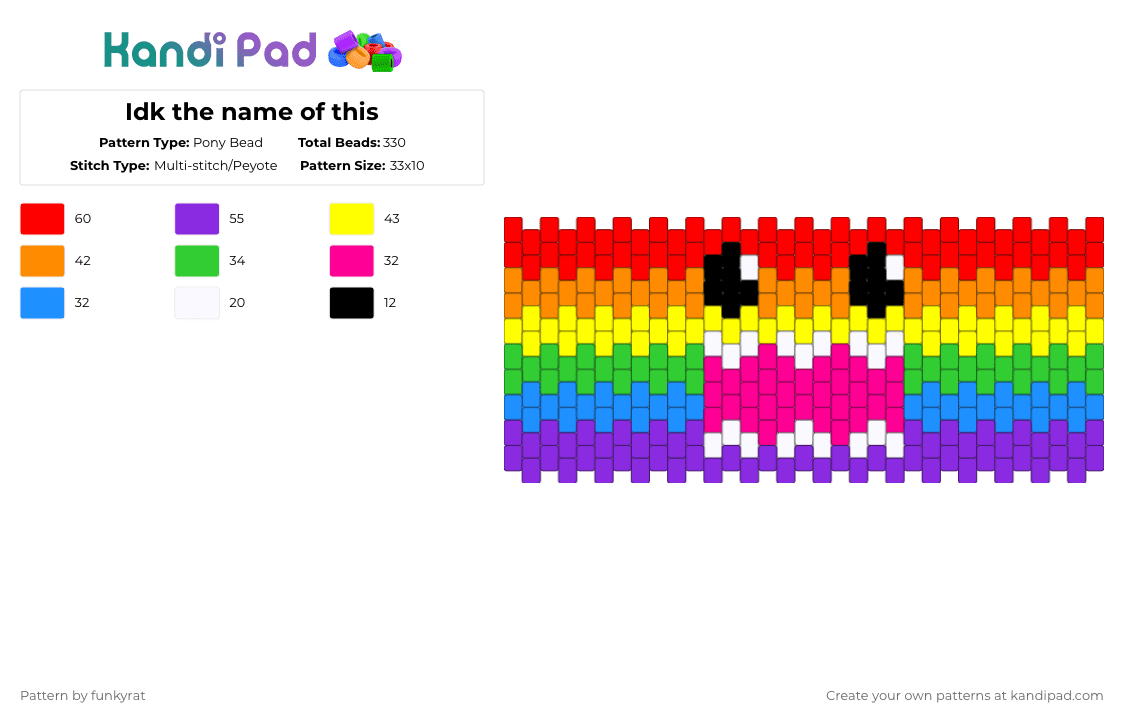 Idk the name of this - Pony Bead Pattern by funkyrat on Kandi Pad - red,orange,yellow,purple,rainbow