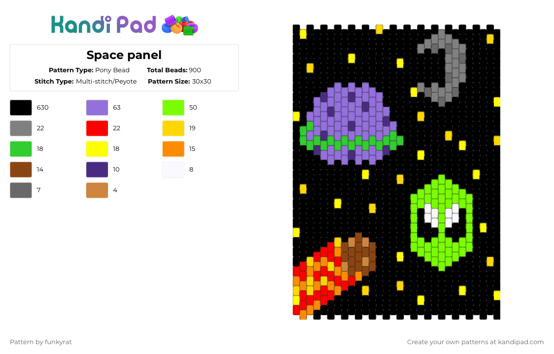Space panel - Pony Bead Pattern by funkyrat on Kandi Pad - black,purple,green,space,alain,cosmic