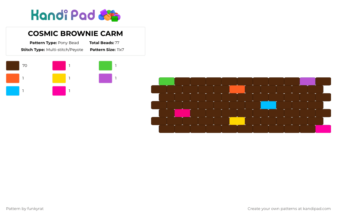 COSMIC BROWNIE CARM - Pony Bead Pattern by funkyrat on Kandi Pad - brown,charm,food,yummy,cosmic brownie,fun,uwu