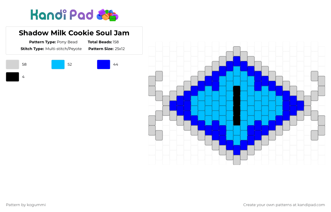 Shadow Milk Cookie Soul Jam - Pony Bead Pattern by kyletheclown123 on Kandi Pad - crk, easy, light blue, purple, shadowmilkcookie