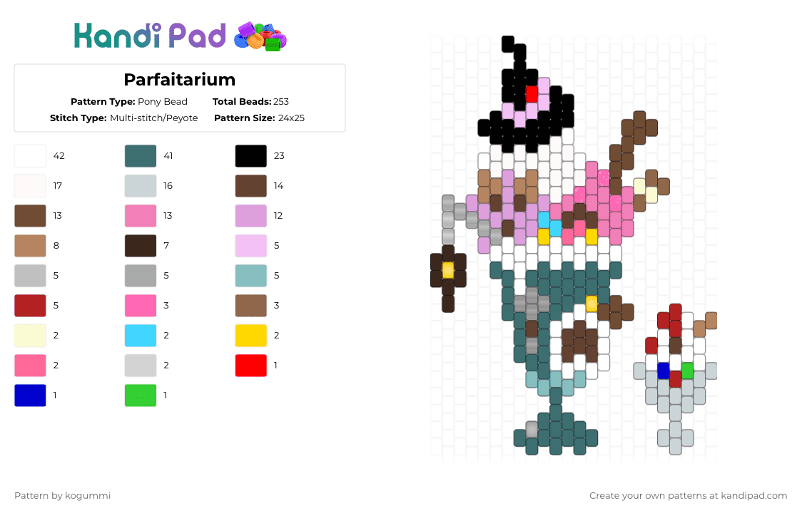 Parfaitarium - Pony Bead Pattern by kyletheclown123 on Kandi Pad - white,pink,brown,gray,parfait,food,crk,parfaitarium,sweets,blue