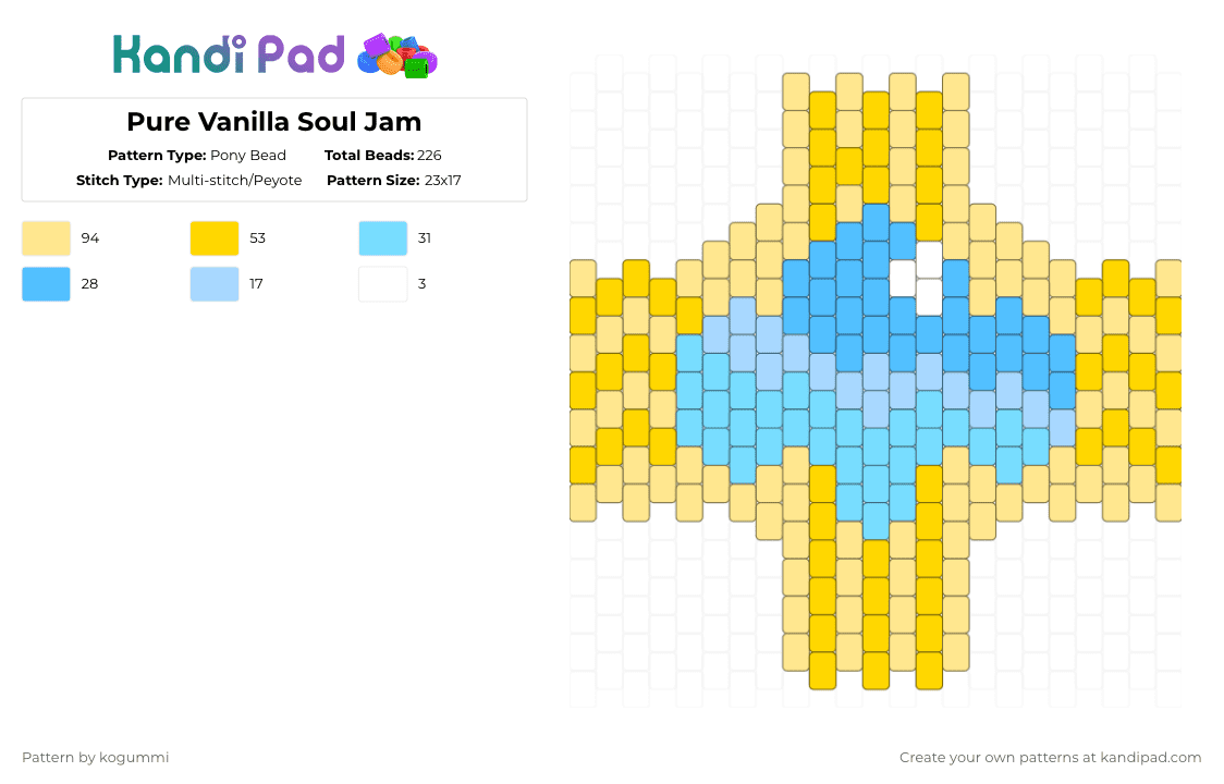 Pure Vanilla Soul Jam Pony Bead Pattern - Kandi Pad | Kandi Patterns ...
