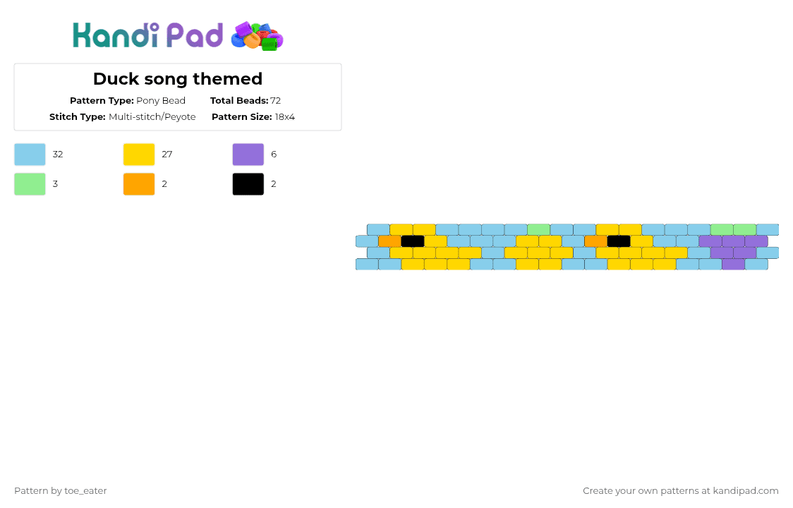 Duck song themed - Pony Bead Pattern by toe_eater on Kandi Pad - light blue,yellow