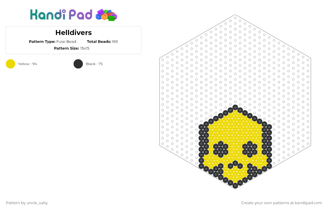 Helldivers - Fuse Bead Pattern by uncle_salty on Kandi Pad - yellow,black,gaming,games,video games,helldivers,playstation
