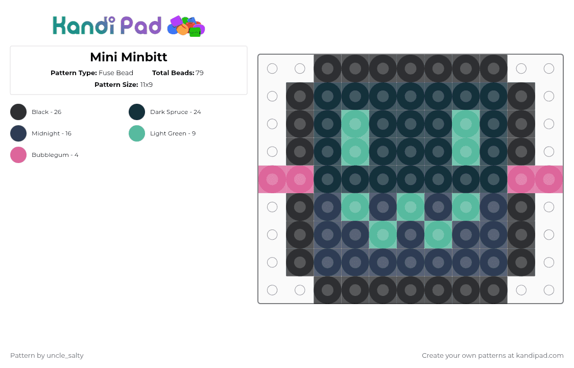 Mini Minbitt - Fuse Bead Pattern by uncle_salty on Kandi Pad - black,purple,youtube,minbitt,cartoon,toons